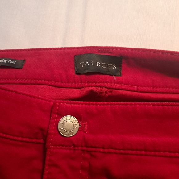 Talbots Velveteen Curvy Straight Leg Pants Size 20W Bright Red Preppy Holiday - Picture 7 of 7
